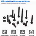 mxuteuk 620PCS M3 Screws Assortment Kit,M3 Screw Kit Suitable for 3D Printer,6/8/10/12/16/20mm 12.9 Grade Alloy Steel Black Zinc Hex Socket Head Bolts Nuts Washers Kit