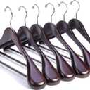 Nature Smile Luxury Mahogany Wooden Suit Hangers - 6 Pack - Wood Coat Hangers,Jacket Outerwear Shirt Hangers,Glossy Finish with Extra-Wide Shoulder, 360 Degree Swivel Hooks & Anti-Slip Bar with Screw (17.5 inches 6 pack)