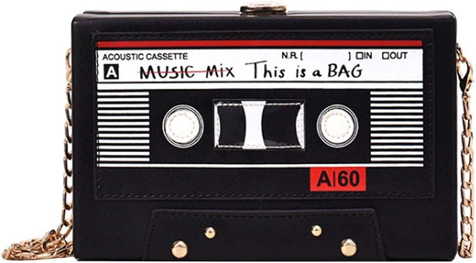 Reberomantic Women Retro Radio Shape Crossbody Bag PU Leather Metal Vintage Evening Clutch Purses