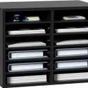 VEVOR Literature Organizers, 12 Compartments Office Mailbox with Adjustable ShelvesWood Literature sorter 20.4x12x16.1 inches for Office, Home, Classroom, Mailrooms Organization, EPA Certified Black