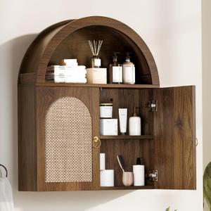 Arched Bathroom Wall Cabinet - Wood Over the Toilet Storage Cabinet, 6.9"D x 23.6"W x 30.3"H