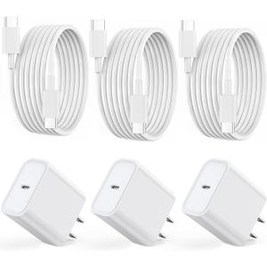 Fast iPhone 15 Charger,3Pack USB C iPad Charger[MFi Certified] PD Fast Charger Block 6FT Long USB C to C iPhone 15 Charging Cable for iPhone 15/15 Pro/15 Pro Max,iPad Pro 12.9/11inch, iPad Air 5th/4th (White)