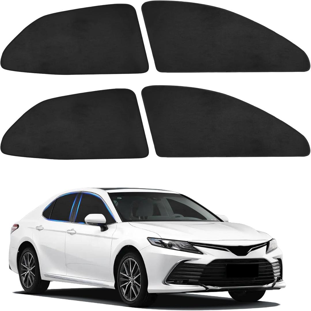 ZATOOTO Car Window Shades for Toyota Camry 2018-2023, Custom Fit Suede Car Window Covers for 100% UV & Privacy Protection, Heat Insulation, 4 Packs Side Window Sun Shade for Family Travel, Baby, Pets
