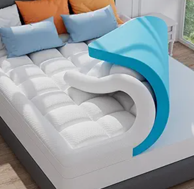Mattress Pad, Quilted Fitted Mattress Topper - Extra Thick Cotton Fiber Mattress Pad Cover - 2'' Thick Mattress Protector with 16 Inches Deep Pocket - White