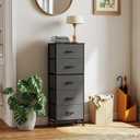 Sweetcrispy 5 Drawer Dresser with Fabric Bins Steel Frame Wood top Storage Chest for Bedroom Closet Hallway Gray Compact Organizer Durable Home Storage Solution