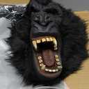 Halloween Gorilla Costume Adult Men Funny Onesie Furry Suit Plus Animal Chimpanzees Costumes Cosplay Party (Large)