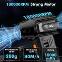 IVJ Compressed Air Duster, 180000RPM Super Power Cordless Electric Air Duster with LED Light Rechargeable 4 Gear Adjustable Mini Air Duster, Dust Blower for Computer, Keyboard, House, Outdoor and Car