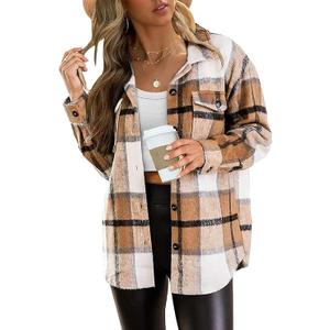 AUTOMET Shackets for Women Plaid Flannel Shirts Fall Winter Jackets Cute Tops Trendy Western Cowgirl Outfits Girls Coats, XL