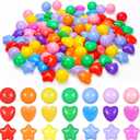 Ball Pit Balls Pack of 100 200 500 - Star and Round Set BPA Free Phthalate Free Non-Toxic Crush Proof Play Balls Soft Plastic Balls for Toddlers Baby Kids Birthday Pool Tent Party (7colors)