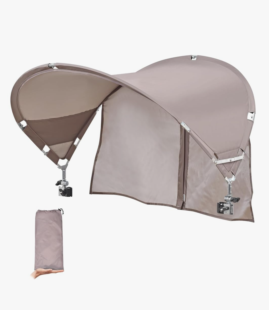 XL Universal Chair Canopy Umbrella, UPF 50+ Foldable Sun Shade Attachment with Adjustable Clamp for Beach, Camping, Sports, Outdoor, Lawn, Tanning, Zero Gravity Chairs, Wagon, Wheelchair, Patented