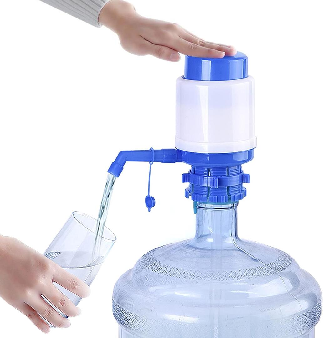 Portable Manual Water Pump 5 Gallon,Water Jug Dispenser Bottle Pump Drinking Water Pump with an Extra Short Tube and Cap Blue