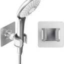 Adjustable Wall Mounted Shower Head Holder, Strong Adhesive & Drilling 2 Installation Methods, 360° Swivel Handheld Shower Wand Holder for RV Kids’ Bathroom Shower Accessories （White）