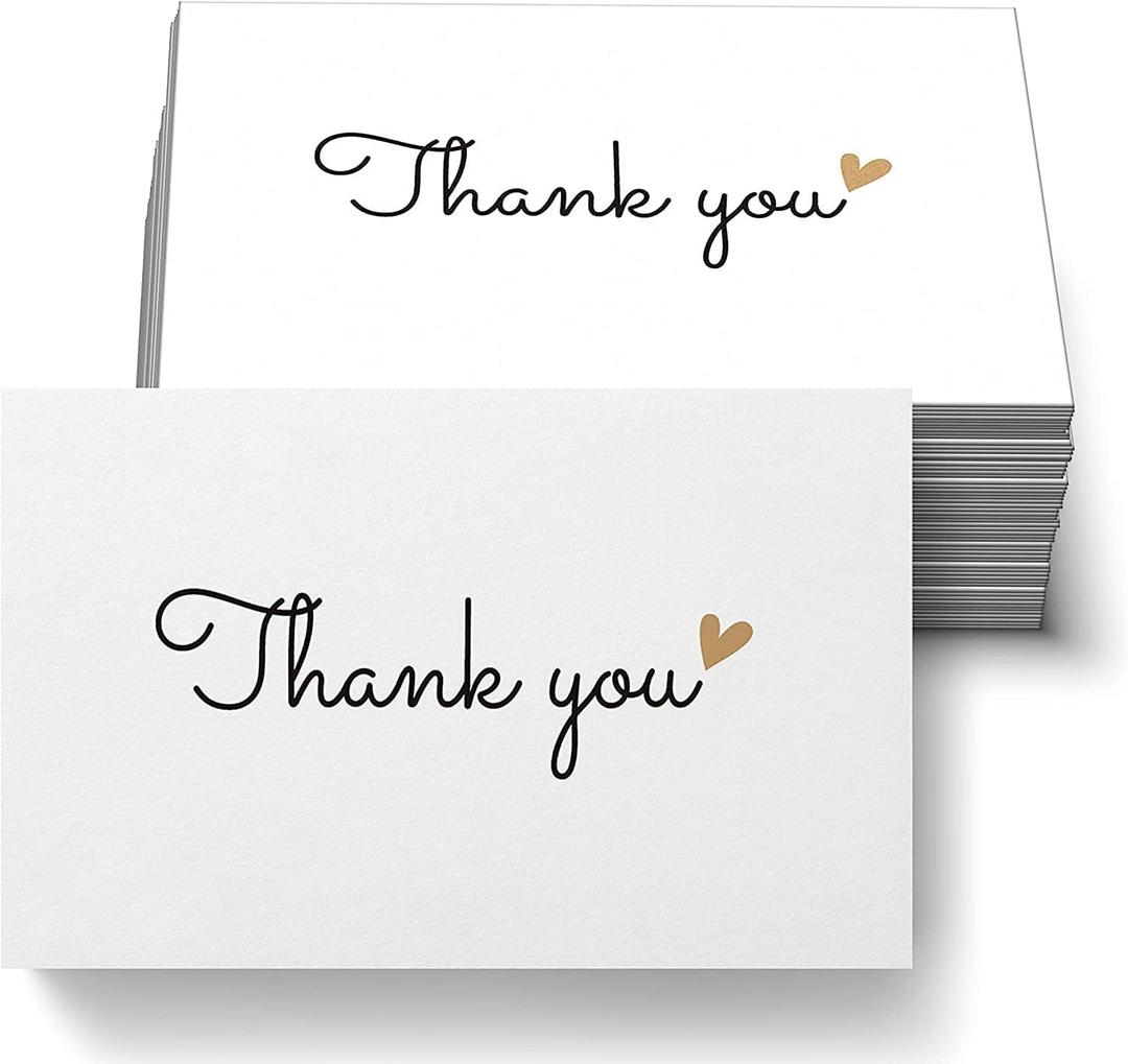 RXBC2011 500 Little Thank You Cards Gold Heart Design Bulk Thank you Notes for All Occasions 3.5 x 2 Inch