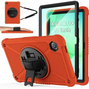 ZtotopCases for Samsung Galaxy Tab A11+ Plus/A9+ 11-Inch 2025/2023, Shockproof Hard Duty Case with Screen Protector+360 Rotating Hand Strap&Stand+Shoulder Strap for Tab A11+/A9 Plus Tablet, Red