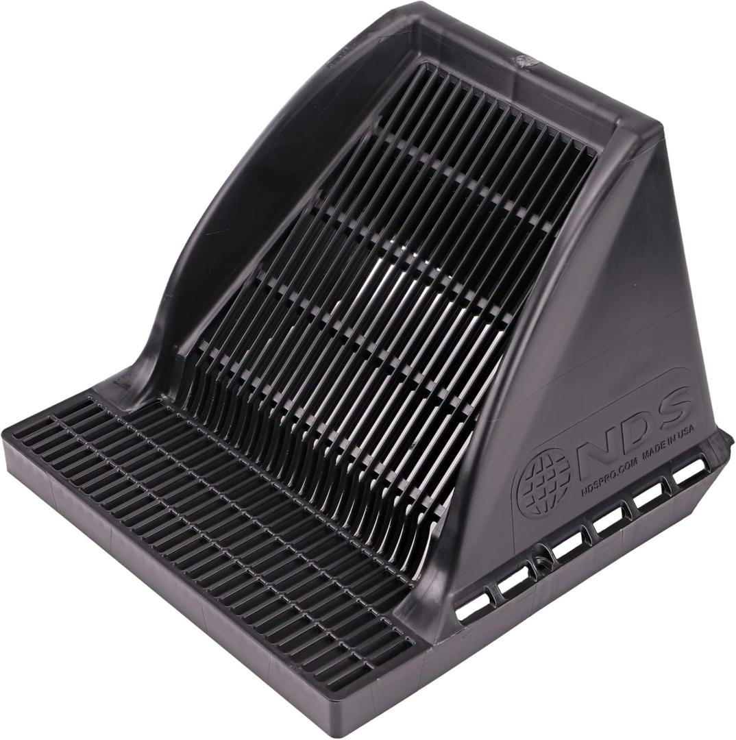 NDS 1200DSG Square Catch Basin Drain Downspout Grate, Fits 12-Inch Square Catch Basin Drain, Riser, or Low-Profile Adapter, 12-Inch, Plastic, Black