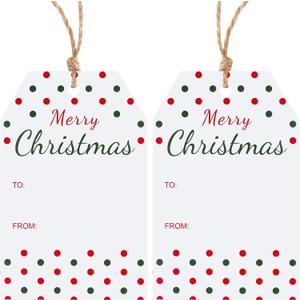 Christmas Gift Tags with String 50 Pcs Merry Christmas Design Tags Xmas Holiday to from Name Tag Paper Gift Hang Label Tag for Christmas Decorations DIY Crafts Xmas Present