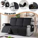 VANSOFY Waterproof Recliner Couch Covers, Sofa Covers 1-Piece Washable Reclining Sofa Cover Non-Slip Furniture Protector with Elastic Straps Pocket for Dogs, Pets(Black,3 Seater)