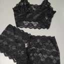Lilosy Petite Sexy Women Floral Lace Pajamas Lingerie Set High Waist Sheer Sleepwear See Through Nightwear Cami Shorts L
