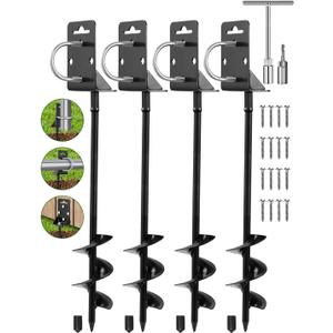 Ground Anchors Screw in,28" Set of 4 Mobile Home Anchors,Storage Shed Anchor Kit with Drill Bit,Ground Anchors Heavy Duty for Shed, Trampolines,Camping, Swing Sets