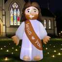 DomKom 6FT Jesus Inflatable Outdoor Decorations, Build-in LED Lights Holiday Blow Up Yard Decoration, for Spring Holiday Party, Outdoor,Garden, Yard Lawn Dcor