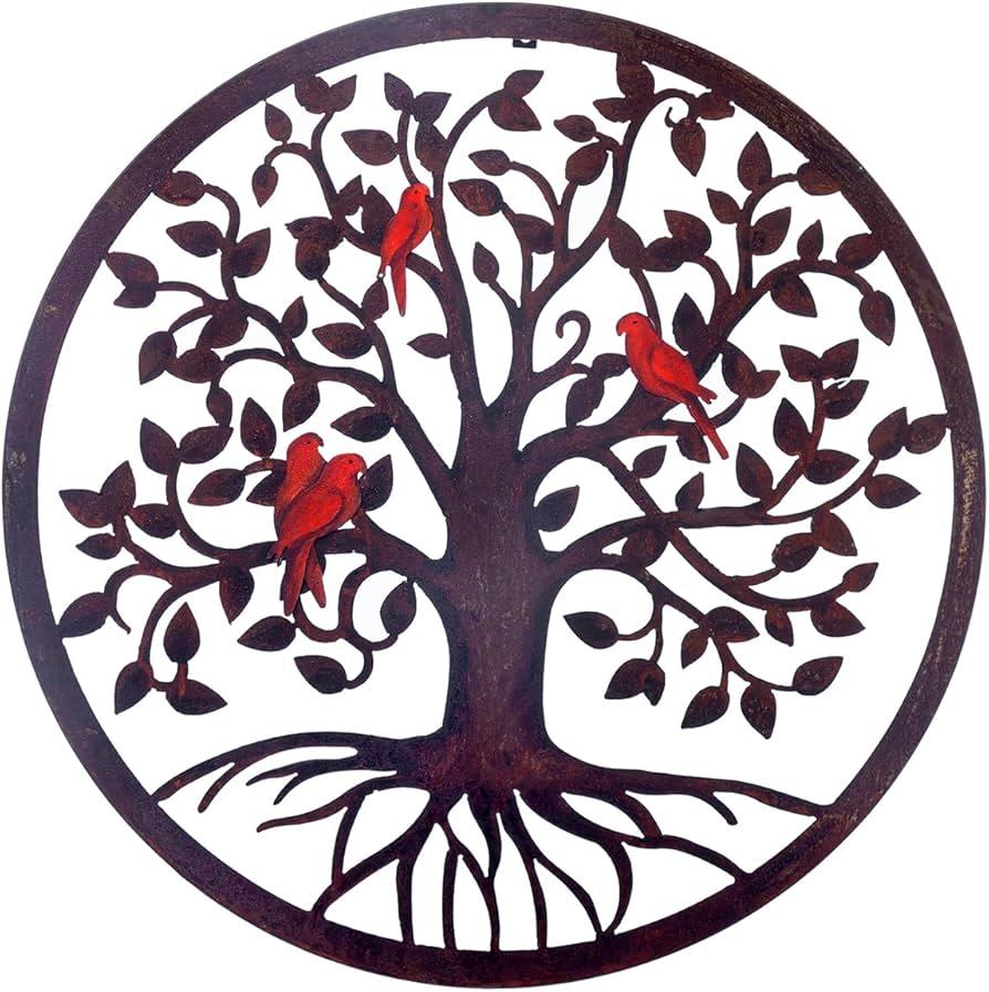 DEKADRON Metal Wall Art - Tree of Life - Family Tree Metal Wall Decor Home Office Decoration Bedroom Living Room Decor (17" W x 18" H/44x46cm)