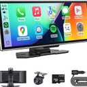 Wireless Carplay Screen for Car with 4K Dash Cam & 1080P Backup Camera, 11.26'' Portable A-pple Carplay & Android Auto Touch Screen Car Stereo, GPS Navigation, Bluetooth, Siri, FM, Mirror Link