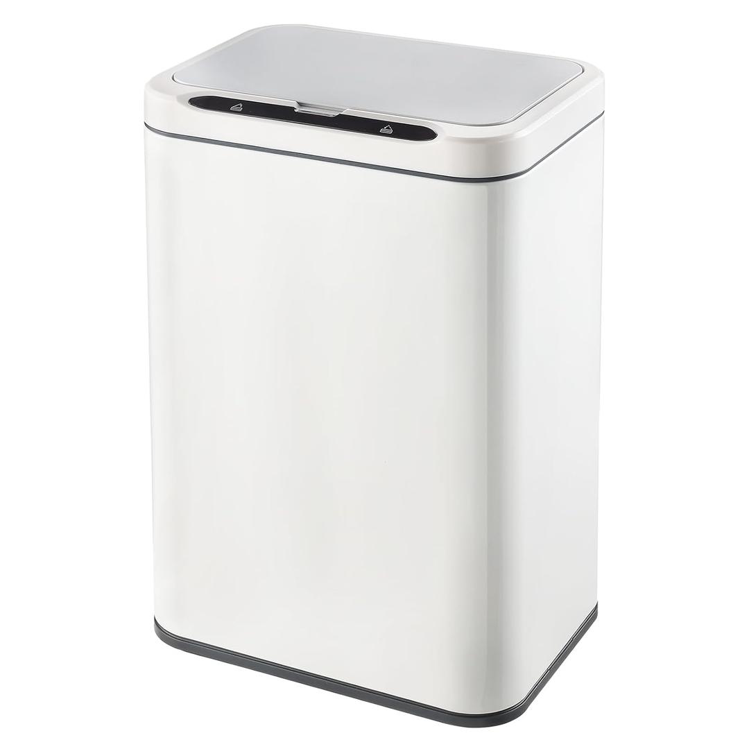 ELPHECO Stainless Steel Office Trash Can Motion Sensor Garbage Can Touchless Smart Trash Can Automatic Waste Bin for Kitchen, Office, Bathroom (White, 5.5 Gallons), 3AA