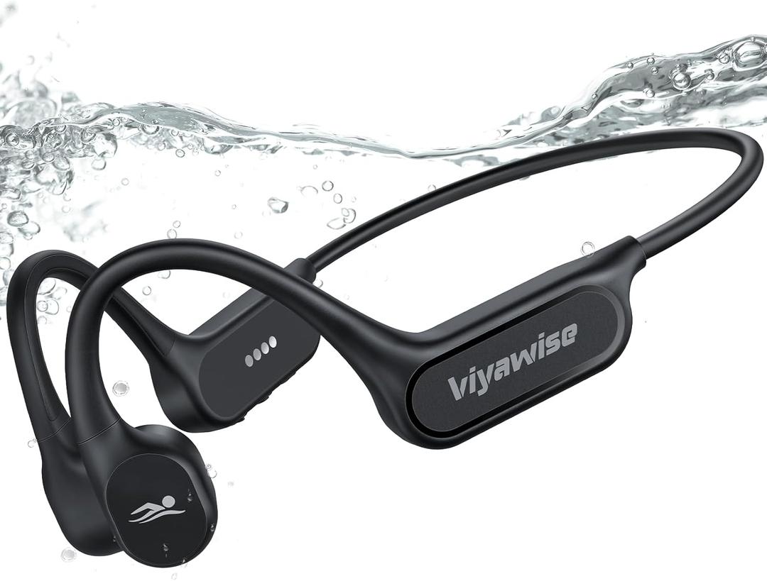 B11 Bone Conduction Headphones, IP68 Waterproof Earbuds for Swimming, 32GB & Bluetooth 6.0 Wireless Underwater Open Ear Headphones with Mic for Sport (Black)