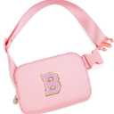 Uygafly Birthday Gifts for 4 5 6 7 8 9 10 11 12 13 Year Old Girl,Gift for Teen Girls Kids Toddler,Personalized Initial Fanny Pack Purse Crossbody Bag Belt Bag Cute Trendy Stuff | Peach,B
