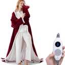 Westinghouse Christmas Electric Snuggle Throw Blankets with Foot Pocket, Wearable Heated Blanket with Sleeves, 6 Heating Levels & 2 to 10 Hours Heating Time Settings, 50 * 70"+18", Red