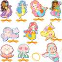 10 Pieces Kids Mermaid Lacing Cards Thick Cardboard Mermaid Sewing Cards Double Sided Lacing Playing Games for Children Toddler Developing Imagination Education Supplies