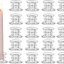 Glasseam Glass Tapered Candlestick Holders: 20Pcs Clear Taper Candle Holders Bulk Modern Small Candle Stick Candle Holder Short for Table Centerpiece Wedding Christmas Dinner Party Decor