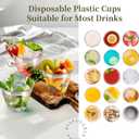 [200 Pack] 9oz Clear Plastic Cups with Silver Rimmed Sturdy & Food Safe Disposable Wine Glasses Party Wedding Disposable Drinking Cups Plastic Cocktail Glasses for Wine, Juice & Cold Beverages