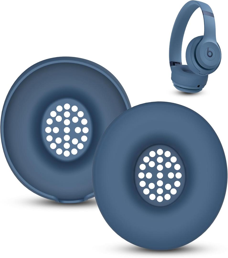 Silicone Case Compatible with Beats Solo 4, Ear Pads Cover Protector Headband Cover, Anti-Scratch, Washable Protective Earpad Covers for Beats Solo 4 - Blue