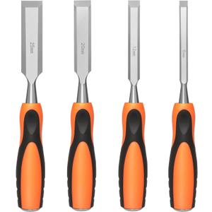 4 Piece Wood Chisel Sets Woodworking Tools Set, Wood Chisels for Woodworking with Steel Hammer End, Wood Tools Chisel Set Woodworking with Ergonomic Plastic Handle