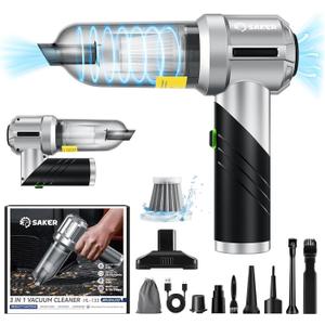 Saker Portable Handheld Vacuum Cordless Portable 17000PA Foldable Car Vacuum Cleaner Mini Dust Blower with Brushless Motor for Office Pet and Home Cleaning HL133 (Black)