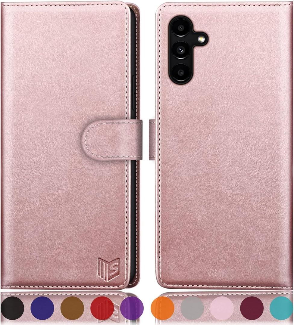 4 x SUANPOT for Samsung Galaxy A35 5G Wallet case with RFID Blocking Credit Card Holder,Flip Book PU Leather Protective Cover Women Men for Samsung A35 Phone case Rose Gold