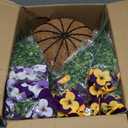 2 Set Artificial Outdoor Pansy Flowers with Hanging Baskets, 2 Hanging Baskets with 24 Pcs Silk Flowers for Spring Easter Decorations Porch Patio Home Decor (2, Purple, Yellow, White, Light Purple)