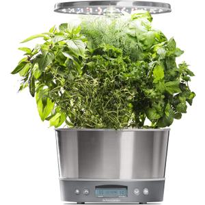 AeroGarden Harvest Elite 360 Indoor Garden Hydroponic System with LED Grow Light and Herb Kit, Holds up to 6 Pods, Stainless