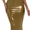 Memoriesea Women's Luxury Metallic Halter Neck Bodycon Party Evening Gown Maxi Dress (Gold), Size Small