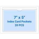 Kvatr-X 20 PCS Clear Self Adhesive Plastic Label Pockets, Binder Spine Business & Library Index Card Display Holder with Stick On for Planners Organizing, Storage Bins and Drawers (7 x 5 Inch)