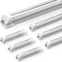 Barrina LED Shop Lights, 5FT, 50W, 6500LM, 5000K, Clear Cover T8 V-Shape Light Fixture, Linkable Shop Lights for Garage, Workshop, Warehouse, Basement, ETL Listed, 6 Packs