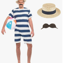 fun shack 1920s Mens Bathing Suit Costume 20s Swimsuit Halloween Costumes for Men - Extra Large
Missing Moustache