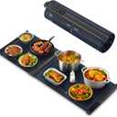 Food Warming Mat - 42" x 16" Extra Long Fast Heat Up Food Warmer with 7 Level Temp & 4 Hour Timer Function, Portable & Rollable Warming Tray Mat for Buffets Party and Home (Dark Blue)