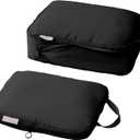 tianzong Compression Packing Cubes for Suitcases, Luggage Organizer Bags Set for Travel (Black, 2 Pack Large)