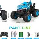 DYODYORC Remote Control Car, 2.4Ghz All Terrain Shark Monster Truck Toys, RC Truck with Music, 3 Lighting Effects, 360 Stunt Capable, 2 Batteries Ready to Run, Toy Gifts for Boys and Girls (Blue)