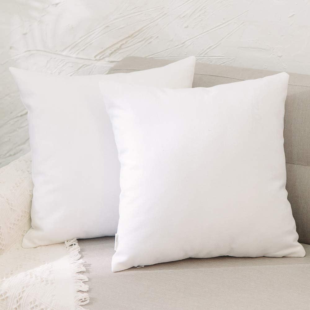 White Pillowcase Faux Linen Square Decorative Throw Cushion Cover Pillow Case with Smooth Hidden Zipper for Sofa Bed Car 22 x 22 inch 2 Piece