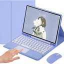 Keyboard Case for iPad 6th/5th Gen Air 2 Pro 9.7 inch Touchpad Detachable Keyboard with Mouse - Purple