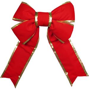 18" Red Canvas Christmas Bow with Gold Trim  Weather-Resistant Holiday & Christmas Dcor Accent, Perfect for Wreaths, Garlands, Front Door, Porch & Bows Display  UV Protected (18" W x 27" T)