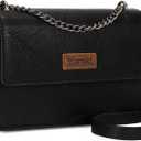 Wrangler Flap Crossbody Purse for Women Shoulder Bag Vintage Wallets with Chain Strap (Jet Black)